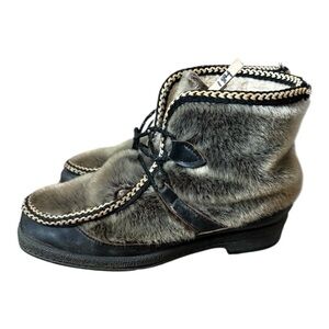 Vintage Yodelers Faux Fur Ankle Boots Women’s 7.5 Winter Snow Booties